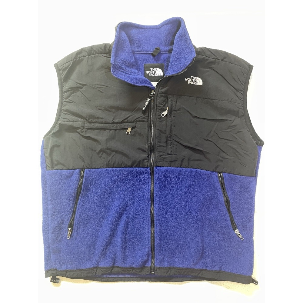 Vintage North Face Denali Vest Men's Size XL Black Blue USA Fleece Zip Pockets‎